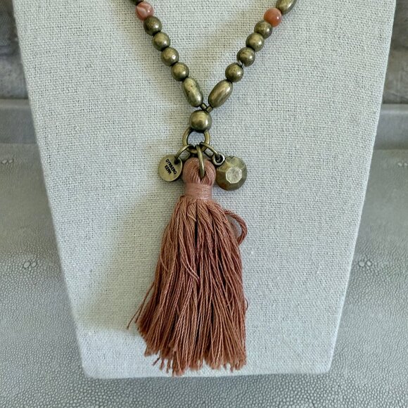 Dyrberg/Kern Beaded resin and metal tassel necklace - Picture 4 of 6